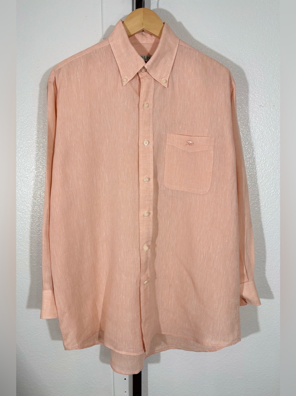 Perlis New Orleans Long Sleeve Linen Button Down Shirt Size Medium